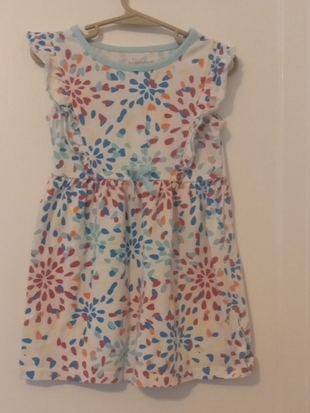 girl 3t short sleeve dress white multicolor design